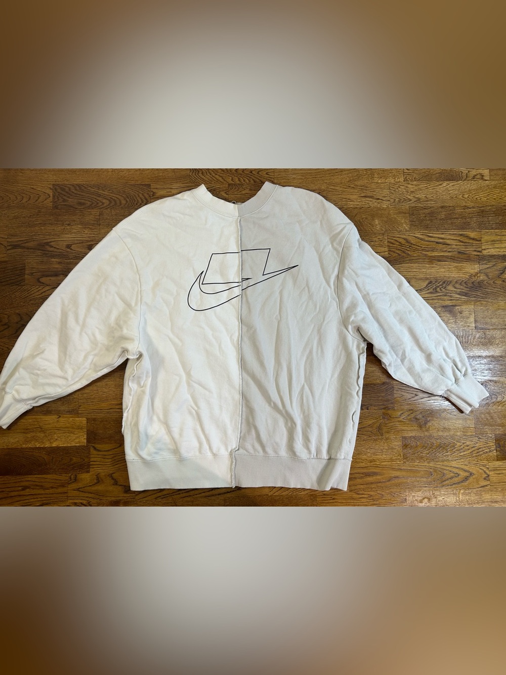 Nike Sportswear Split Cream & White Oversized Sweatshirt